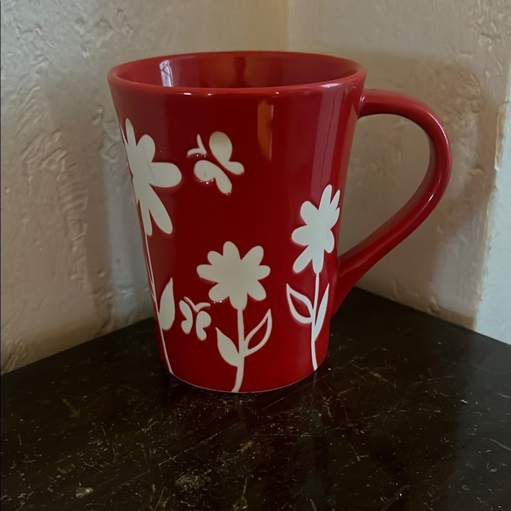 Starbucks Red & White Floral Mug
